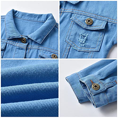 IBAKOM Toddler Boys Jean Jacket for Girls Tie-dyed Denim Jacket Long Sleeve Button Down Ripped Denim Coat Spring Fall Outwear3