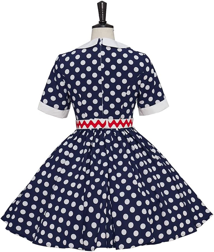 RocailleCos Lucy Cosplay Costume Women's Polka Dot Dress with Apron Halloween Costume