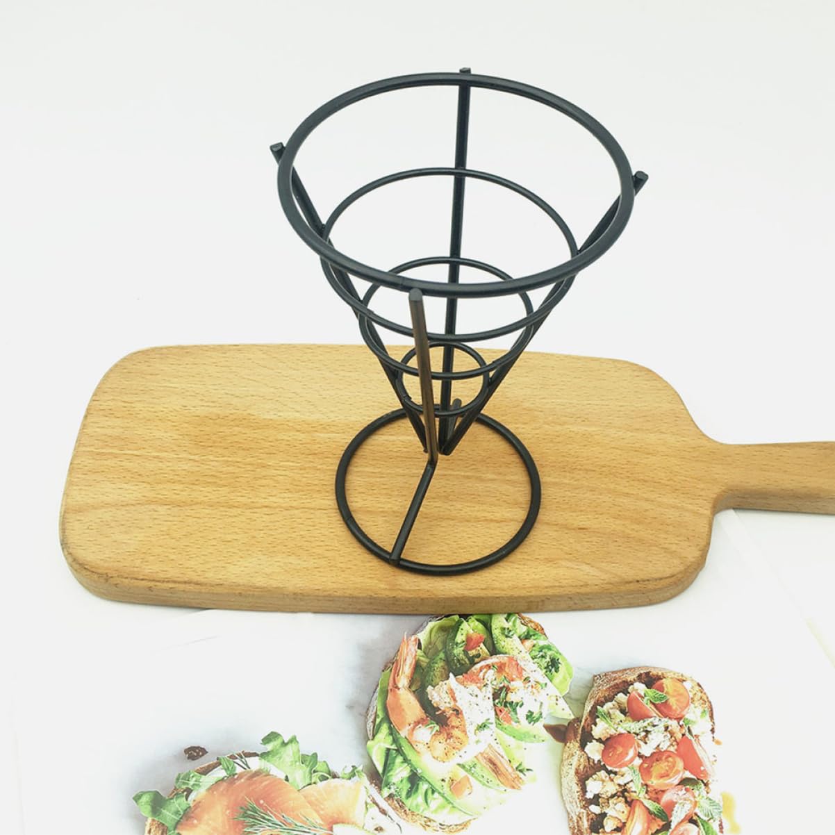 Cabilock Juego de 4 Rejillas de Alambre de Metal para Papas Fritas Color Recipiente para Servir Papas Fritas Soporte para Conos de Aperitivos para Eventos