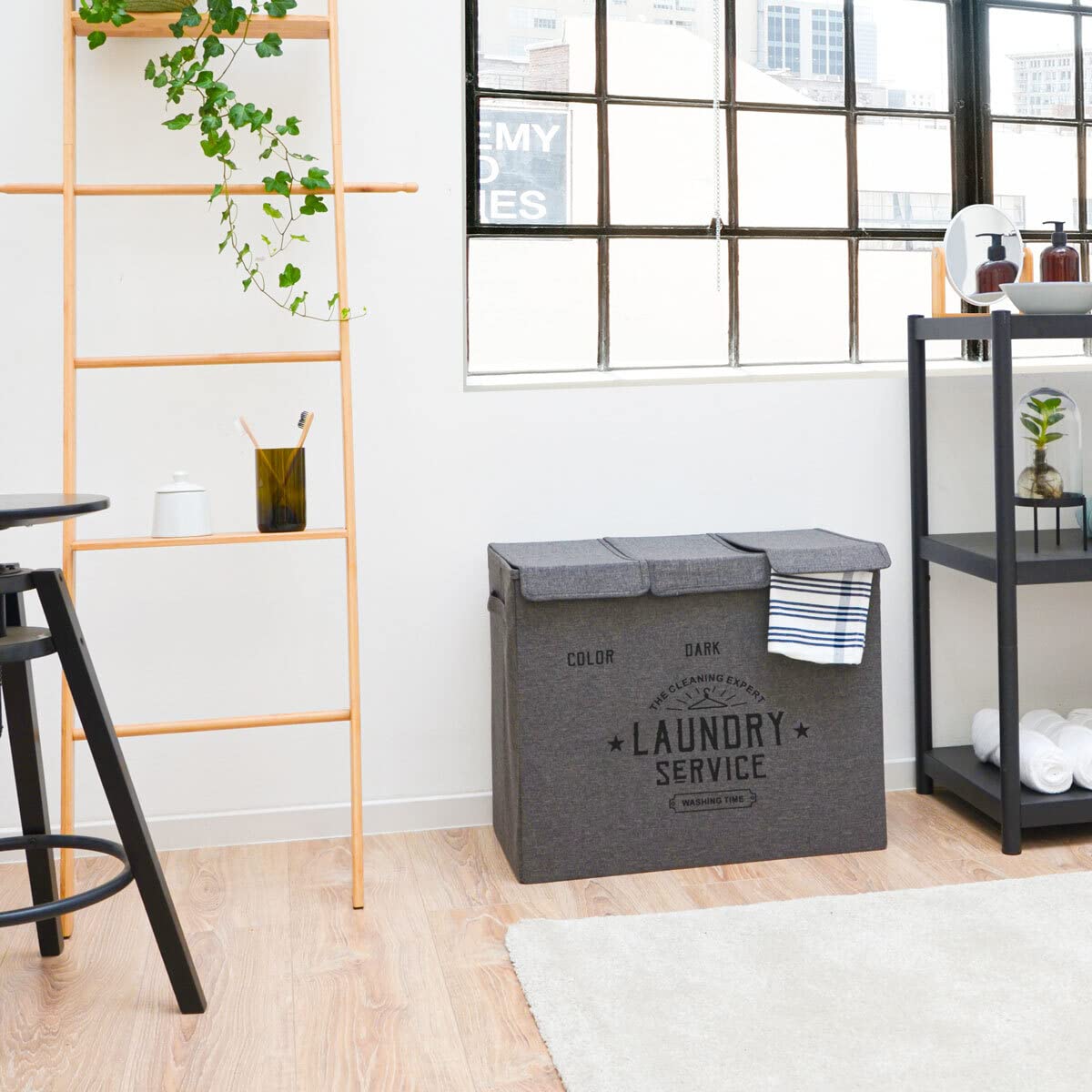DuneDesign Wasmand 3 Vakken met Deksel