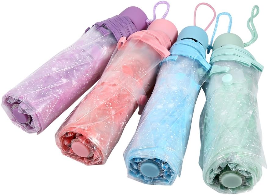 Clear Umbrella,See Through Umbrella 1Pc Transparent Folding Umbrella Fashionable Princess Umbrella Cherry Blossom Windproof Travel Umbrella ,Pink Umbrellas For Women For Girls Boys Students(Pink)