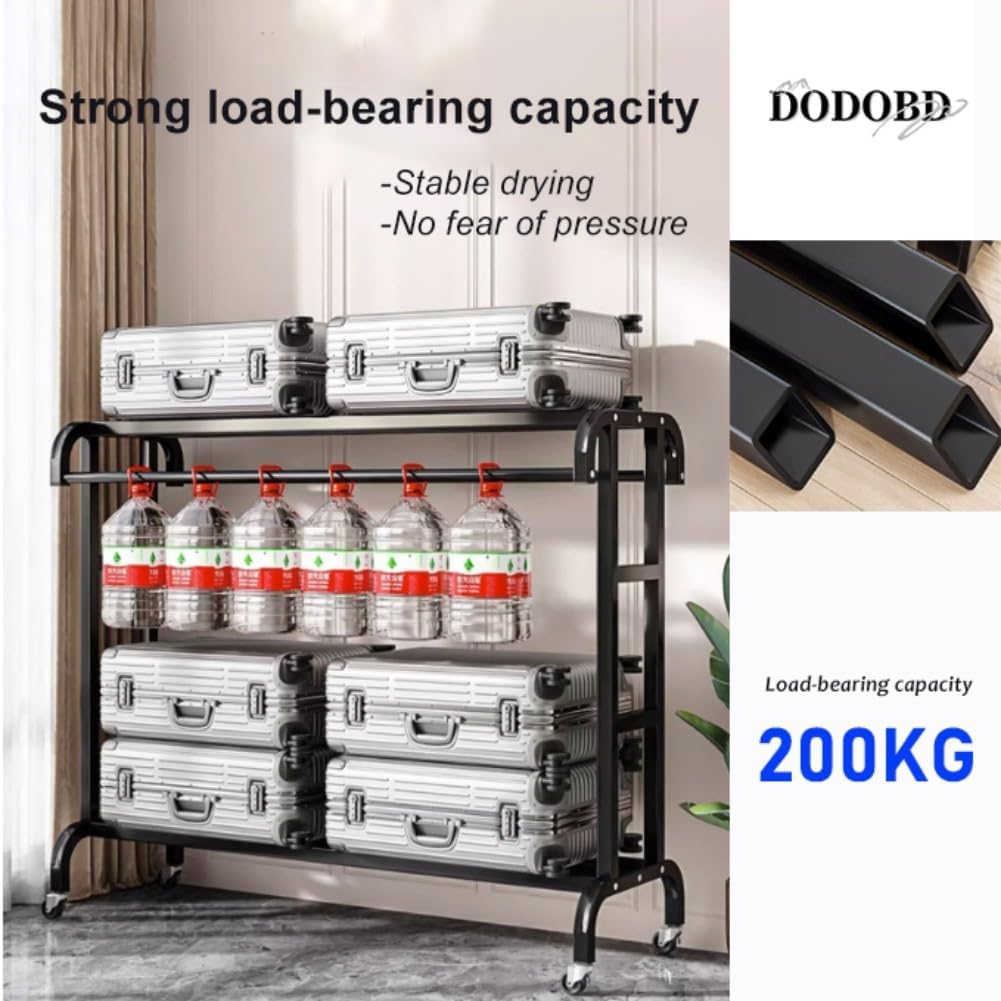 Metal Double Clothes Rail White Clothes Rail Multifunctional Freestanding Garment Rack for Hanging Clothes,with with Top Shelf,Side Trouser Rack and Lower Shoe Rack Storage Shelf