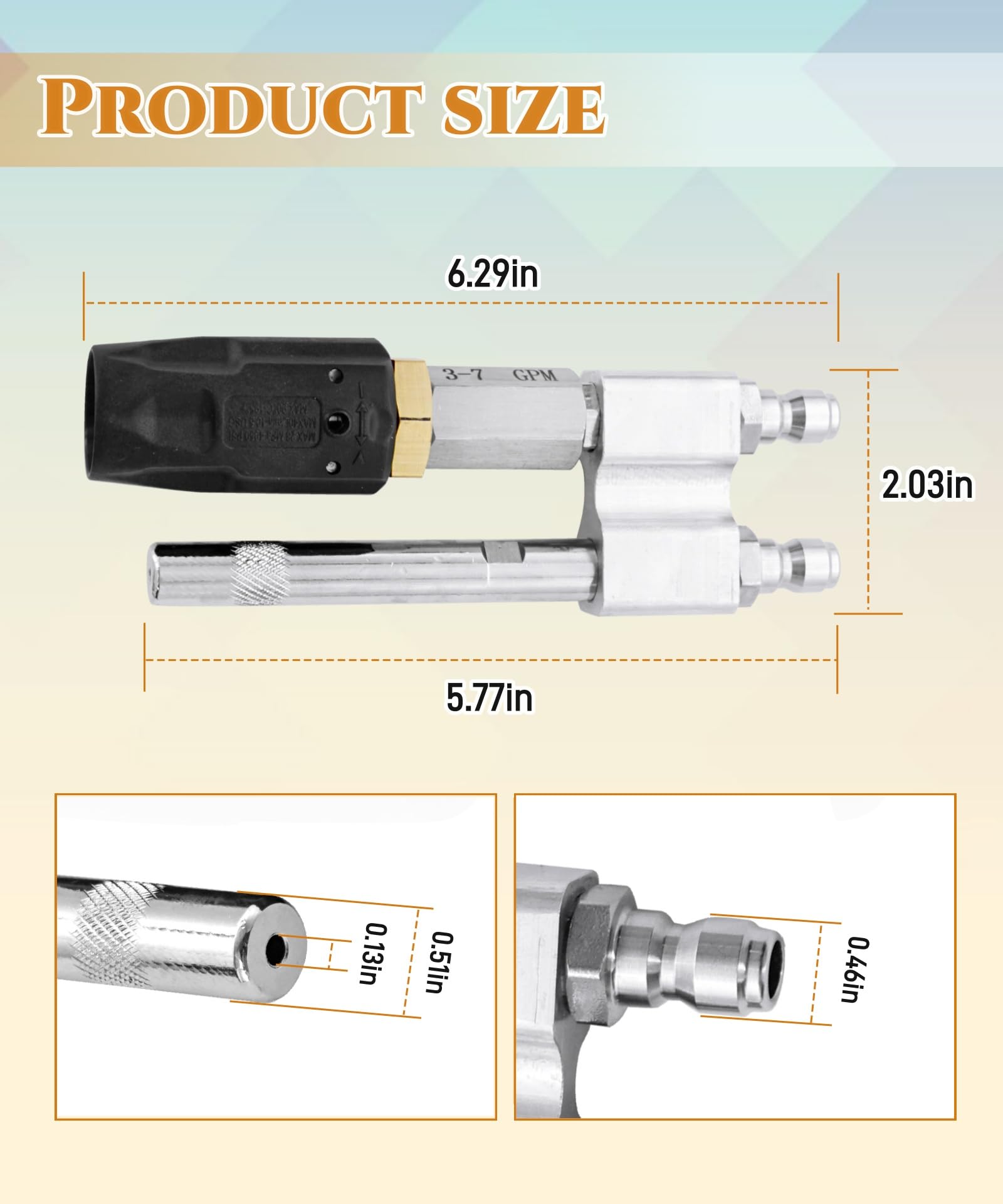 Ugelli girevoli regolabili M5 a valle, 3-7 GPM 2-in-1 ad alta pressione ugello per sapone a lungo raggio per lavaggio a pressione da 1000 a 6000 psi con connessione rapida da 1/4 di pollice, punta