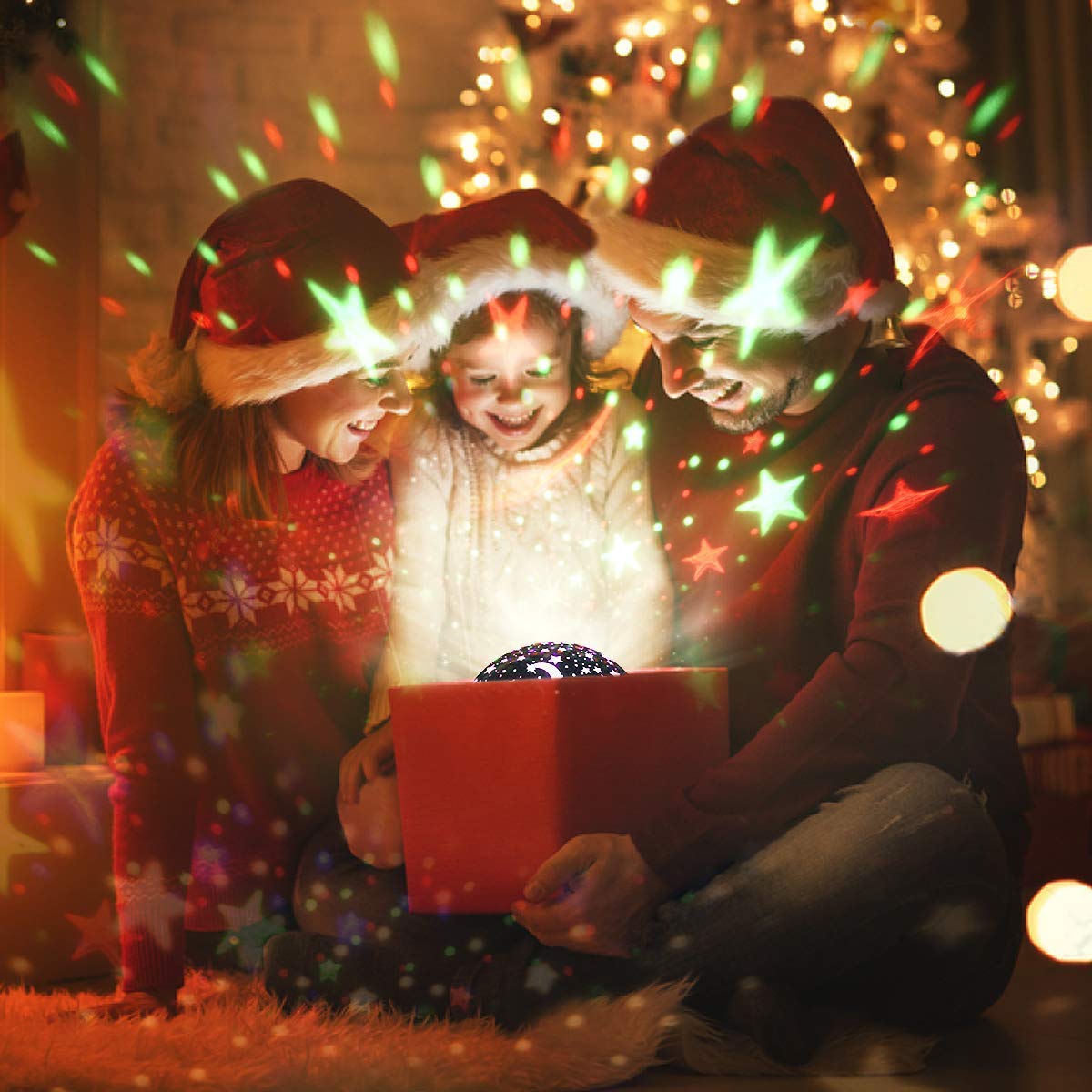 RAVIRANDAL Romantic Sky Star Master Night Projector Lamp with USB Multi Colour 4 LED Rotation Baby Sleep Lighting USB Lamp Led Projection for Diwali Decor,Kid's Room, Home Decor -Multicolour 3