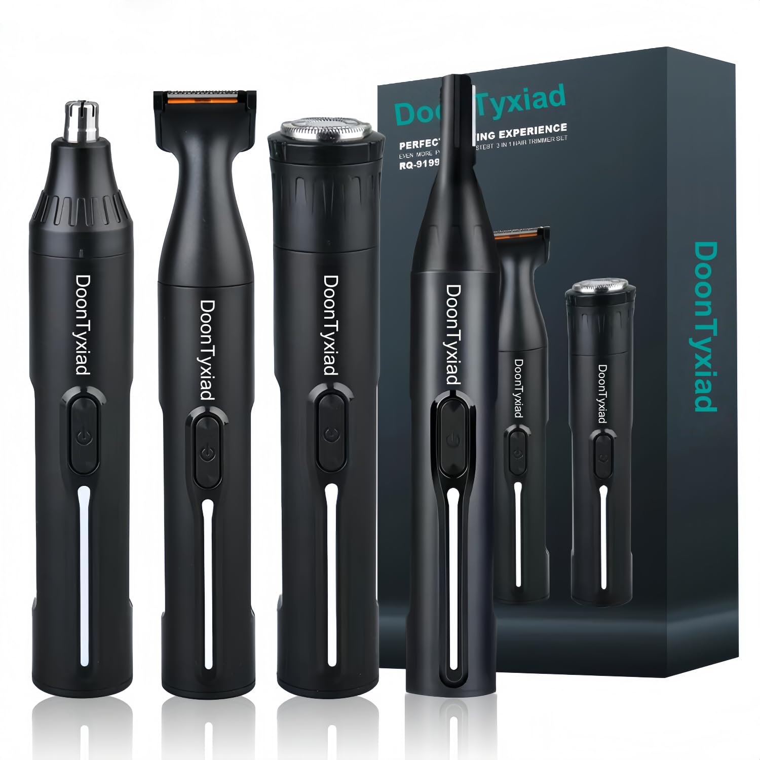 Rechargeable Ear and Nose Hair Trimmer 4-in-1 Professional Painless Eyebrow Facial Hair Trimmer for Men Women Powerful Motor