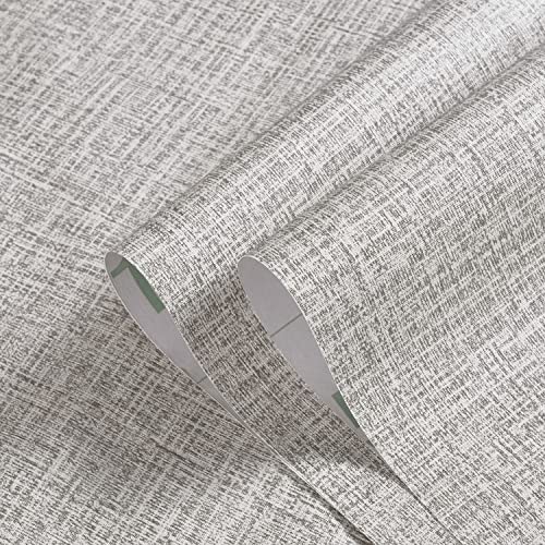 Akywall Contact Paper Peel And Stick Wallpaper 32.8Ft Pre-Pasted Grasscloth Waterproof Removable Faux Fabric Linen Stick On Wallpaper Textured Self Adhesive Vinyl Roll For Cabinets Drawer Light Grey #TOP2