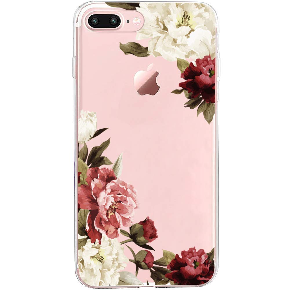 iPhone 7 Plus&8 Plus Case,Flyeri Crystal Fashion Floral Pattern Transparent Clear Soft Silicone TPU Ultra Thin Phone Cover Back Cases for Apple iPhone 7 Plus&8 Plus-2