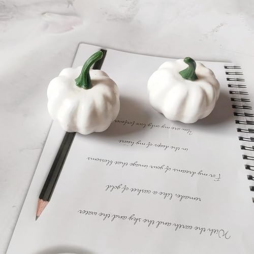 Miniatura 4 de Calabazas artificiales, decoración de otoño, juego de 12 calabazas falsas, calabazas de espuma blanca, calabazas de plástico, calabazas sintéticas