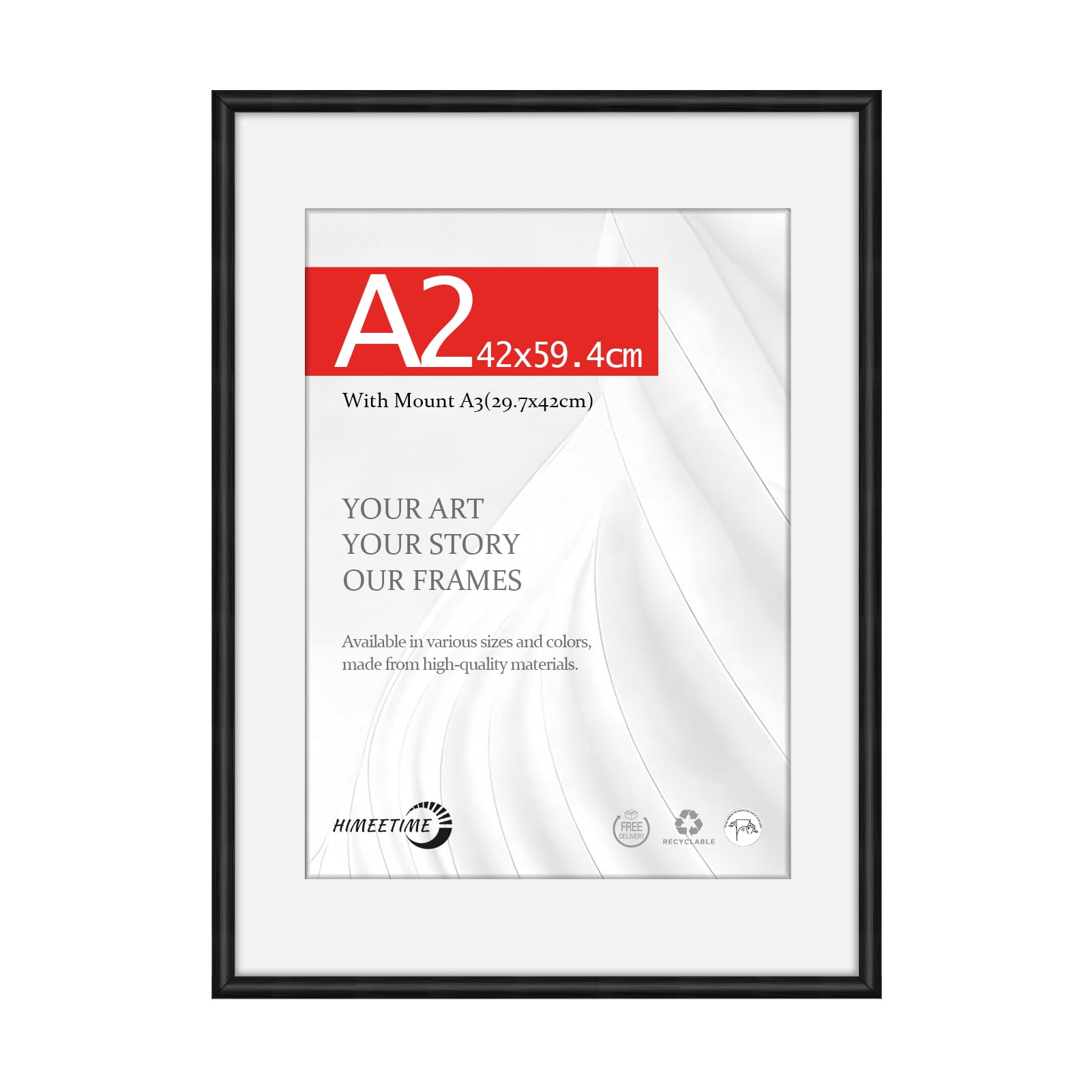 HIMEETIME® 3x A4 21x29.7cm Picture Frames | Black Obeche Wood | 15x21cm Mat Included | 21x30cm Certificate Frame with Shatterproof Acrylic Glass | Wall Mount or Tabletop