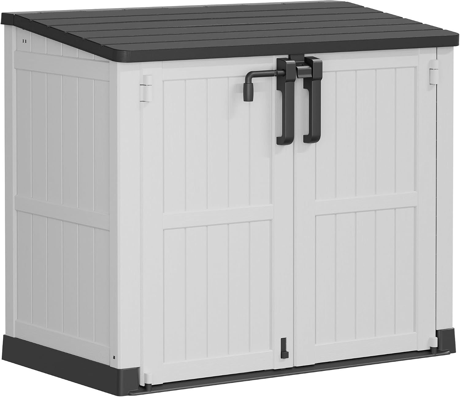 LHBcraft Outdoor Storage Cabinet 36 Cu Ft with Lockable Doors, Portable Horizontal Resin Storage Shed – Easy to Assemble, Waterproof Small Storage Shed with Floor
