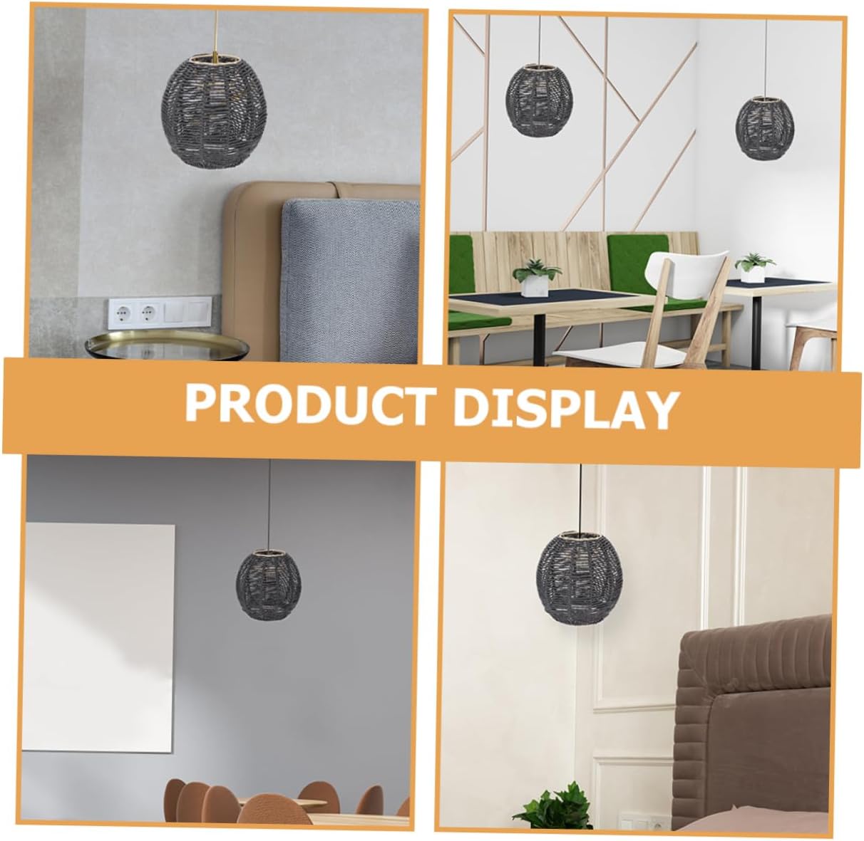 Uonlytech 2pcs Woven Light Cover Retro Style Paper Rope Lantern Shade for Home Ceiling Light Fixture Replacement for Dining Room and Hospitality Spaces