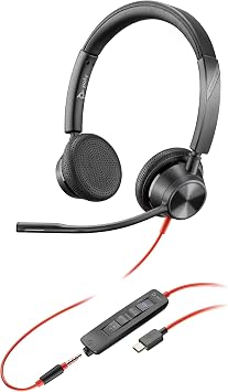 Poly Blackwire 3325 Wired Headset   Flexible Microphone Boom   Hi-fi Stereo - PC/Mac/Mobile - Certified for Microsoft Teams