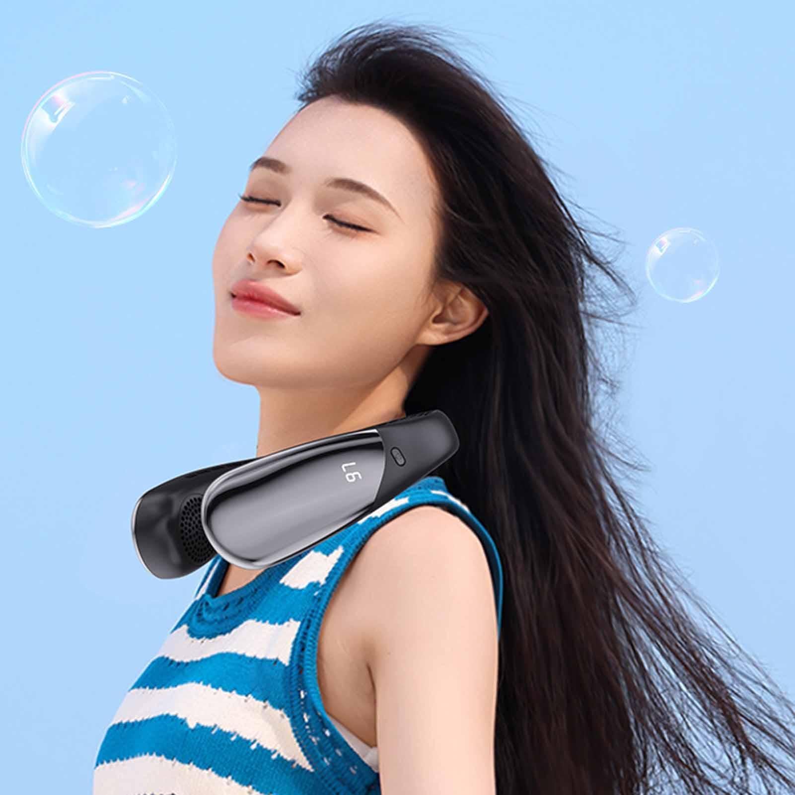 Ventilador Alrededor Del Cuello Pantalla LED Recargable 6 Velocidades