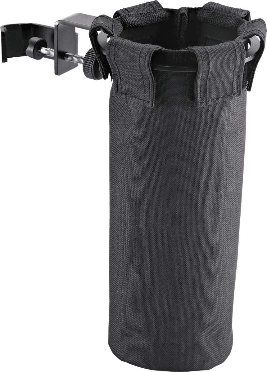 K&M 16450 Drum Stick-Halter - Schwarz Stahl, Nylon - stabiler Köcher zum Festklemmen - für mehrere Trommelstöcke