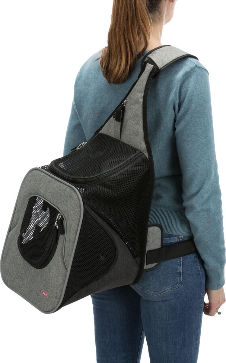 TRIXIE 28941 Sac ventral Savina en Nylon Noir/gris30 × 33 × 26 cm