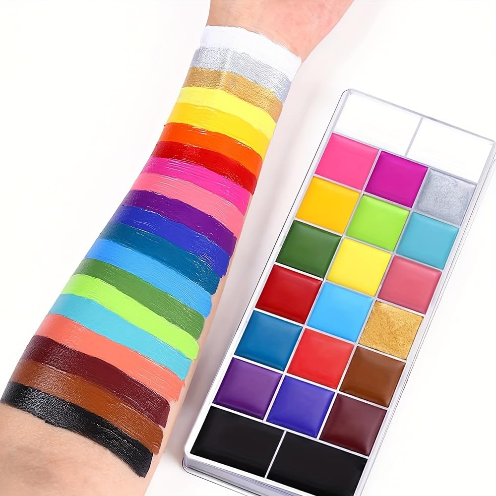 Face Body Paint Set-Athena Painting Palette,10 Professional Artist Brush,Large Deep Pan Ideal for Halloween Cosplay Party SFX Arty Stage Makeup