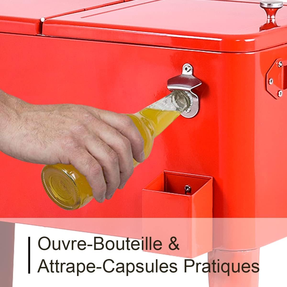 GOPLUS Carrito Nevera 76L, Nevera Portátil con Ruedas para Bebidas y Hielo, Bar Móvil con Sacacorchos y Estantes para Jardín Terraza Picnic Fiesta Exterior