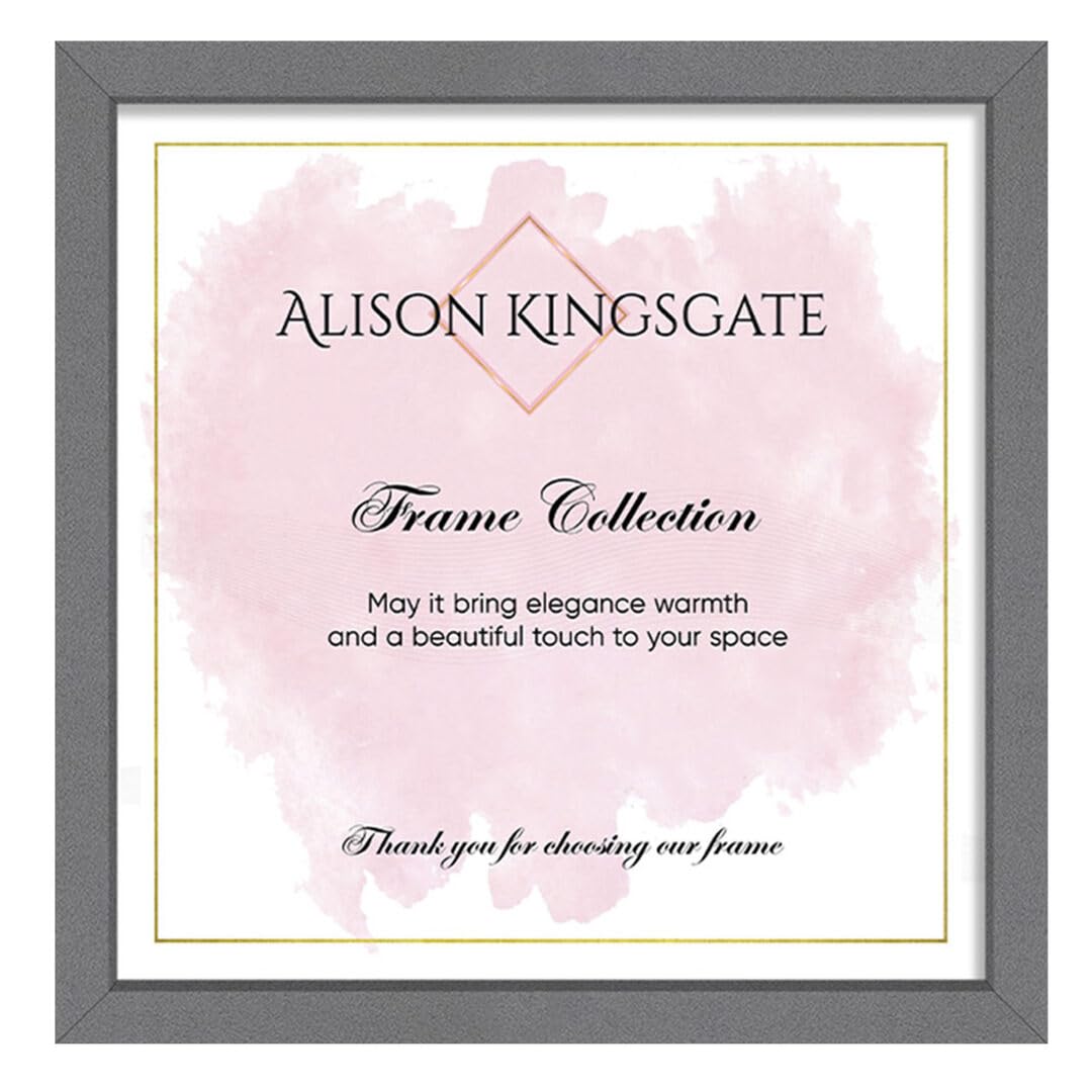 Alison Kingsgate Thin 21X21IN Dark Grey Photo Frame-Engineered Wood Picture Frames with Shatterproof Perspex - Ideal for Certificates-Wall Mount or Tabletop - Multiple Sizes & Colours Available
