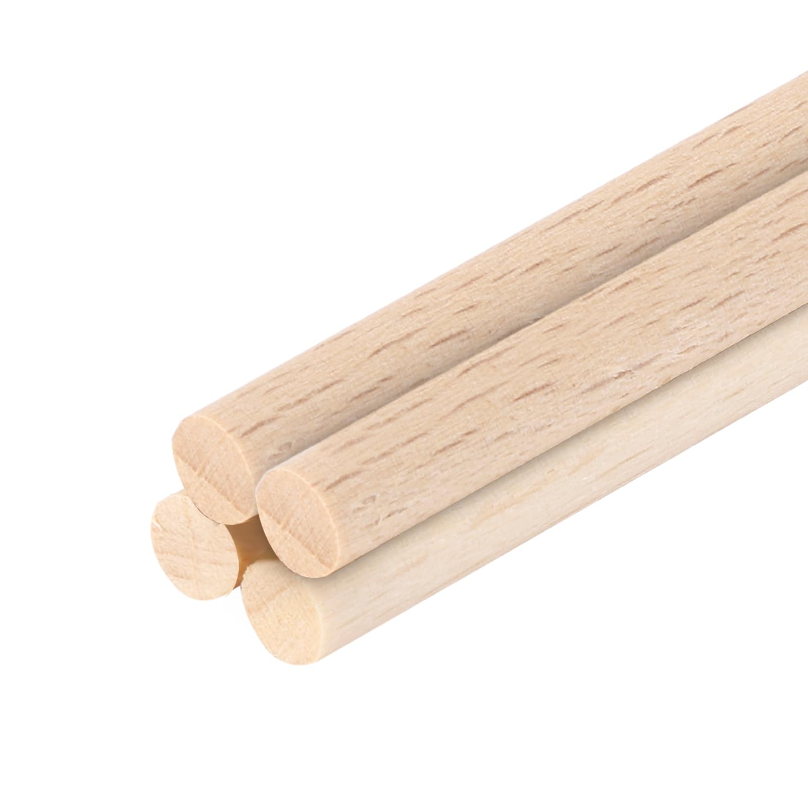 sourcing map Wooden Dowel Rods,5mmx400mm Round Wooden Rod Unfinished Solid Wood Sticks Crafts Wand for Arts Decoration, Craft and DIY Projects Wand,Pack of 4