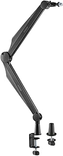 PrimeCables Microphone Boom Arm with 360° Rotation Joint and Retractable Arm, Microphone Stand for Podcast, Video Gaming, Radio and Studio Audio(Grommet and Clamp mounting)