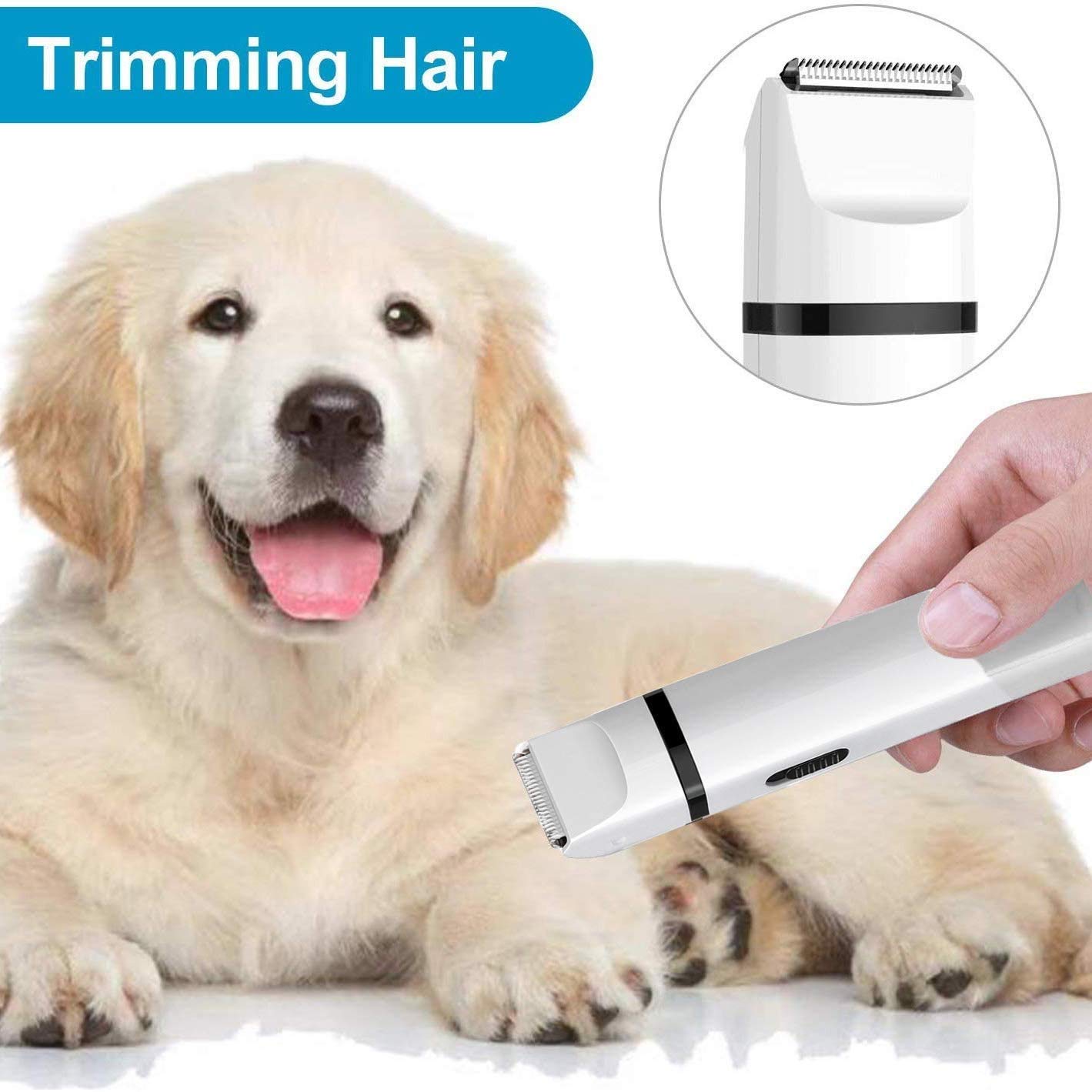 Trimmers de clavo para perros, kit de suministros para perros, cortadoras de cabello de perro, función 2 en 1 Función recargable recortadora de clavos para mascotas Patas indoloras, aseo y su