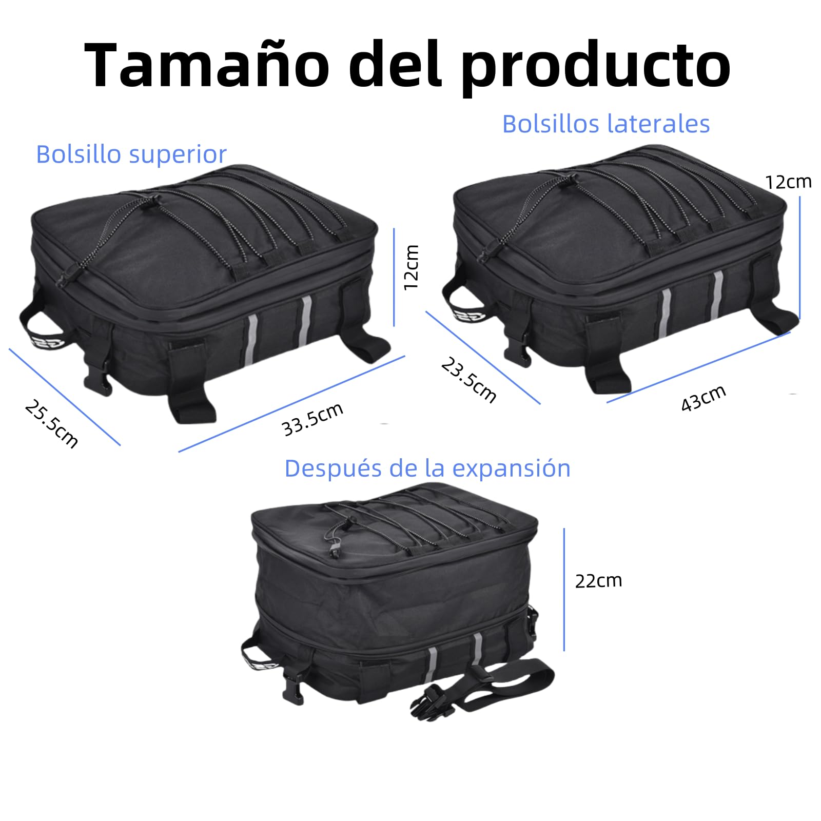 Bolsas De Equipaje para Moto Top Pack, Adicionales para R1200GS, F650GS, F700GS, F750GS, F800GS, Accesorios para Moto, Superiores Multifuncionales (Dos Bolsillos Laterales)