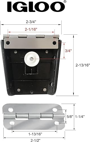 Miniatura 2 de Igloo Cooler - Kit de piezas de acero inoxidable resistente - 2 pestillos, 3 bisagras, postes de pestillo y tornillos