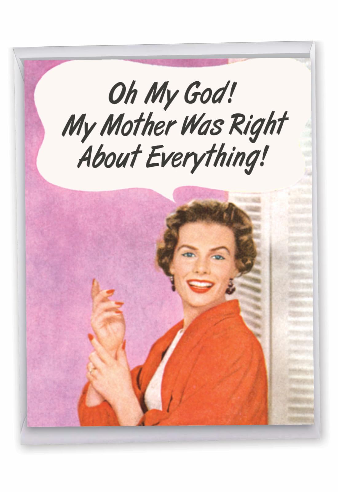 NobleWorks - Birthday with Envelope 8.5 x 11 Inch, Design Greeting Card for Relative Happy Birthday Greetings - Vintage Mother Was Right J5588BMG