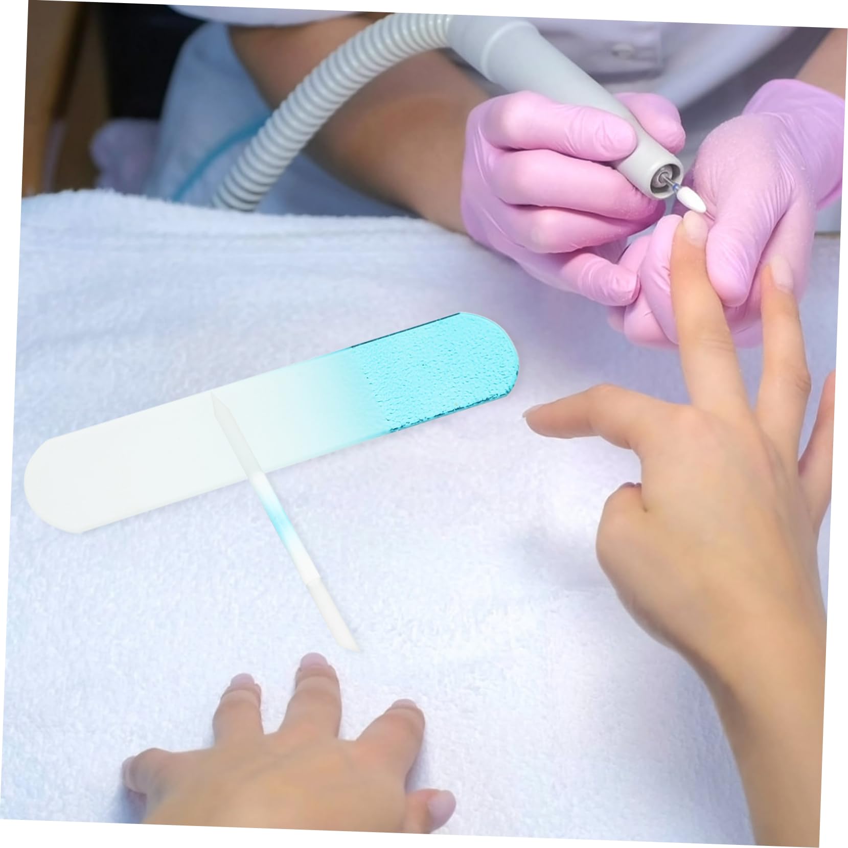 Healeved 6stücke Teiliges Glasnagelfeilen Mit Blauem Griff Professionelle Nagelpflege Für Naturnägel Tragbar Wiederverwendbar Für Zuhause Salon Maniküre-werkzeuge Für Frauen