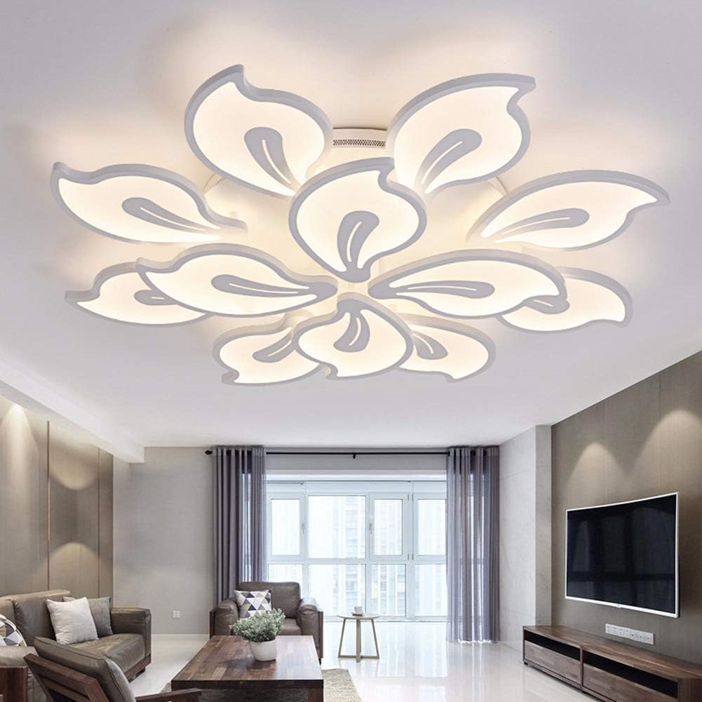 LAKIQ Modern LED Ceiling Light with Remote Flush Mount Multi Lights Acrylic Dimmable Close to Ceiling Chandelier Lighting Fixture for Living Room Bedroom Dining Room (12 Lights, Stepless Dimming)