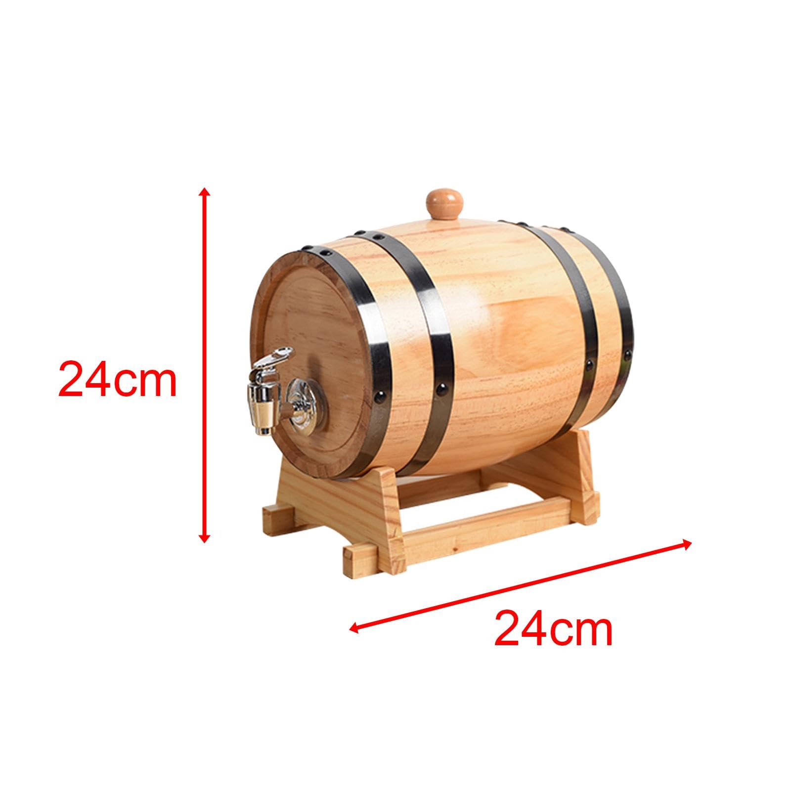 Perfk Botte di Vino e Whisky in Quercia - 1L/1.5L/3L Grande Capacità Con Rubinetto e Supporto - 3L