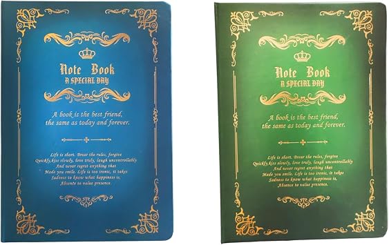 Notebook, Antique a5, Set of 2, Spell Book, Diary, Free Book, Plain Notebook, Notepad, Unique Retro Blue Green