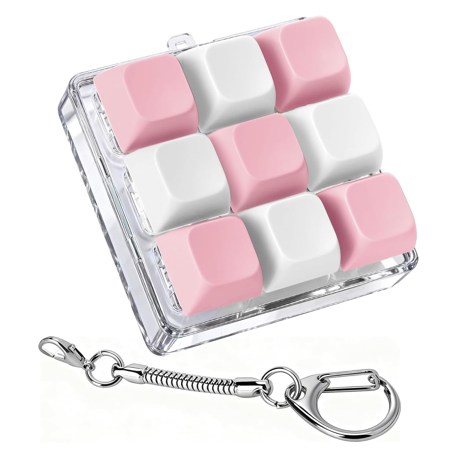Keyboard Fidget Toy, Four Key Mechanical Style Keychain with Snake Chain, Stress Relief Gadget for Office Workers and Students, Portable Anxiety Relief Tool for Commuting and Gaming-image-21