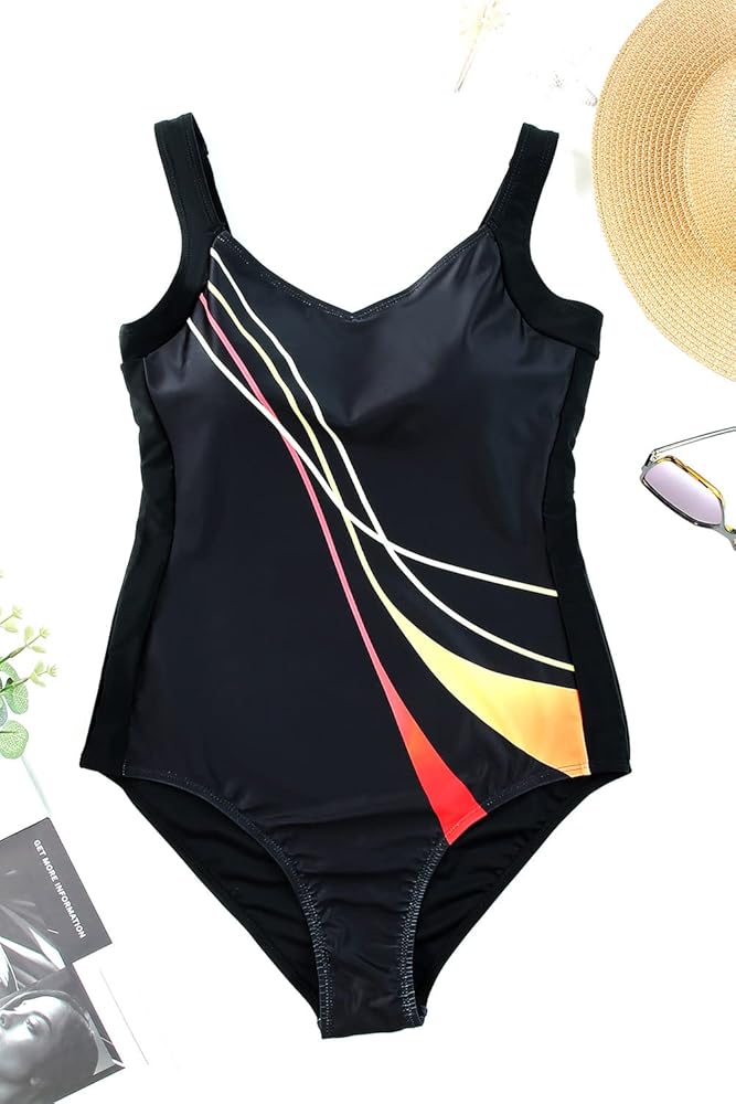 WQZOSTC Colorful Striped Pattern Sleeveless One-Piece