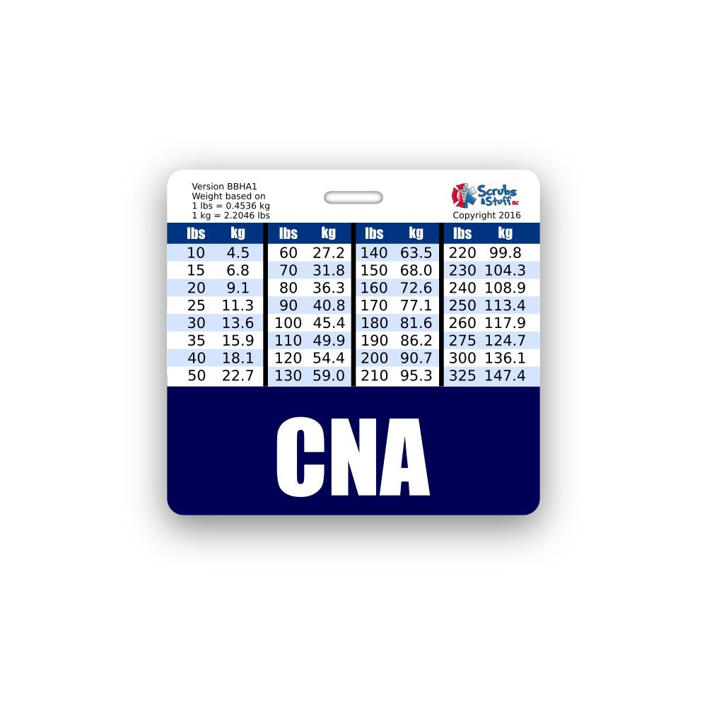 CNA Badge Buddy Horizontal w/Height & Weight Conversion Charts (Navy)
