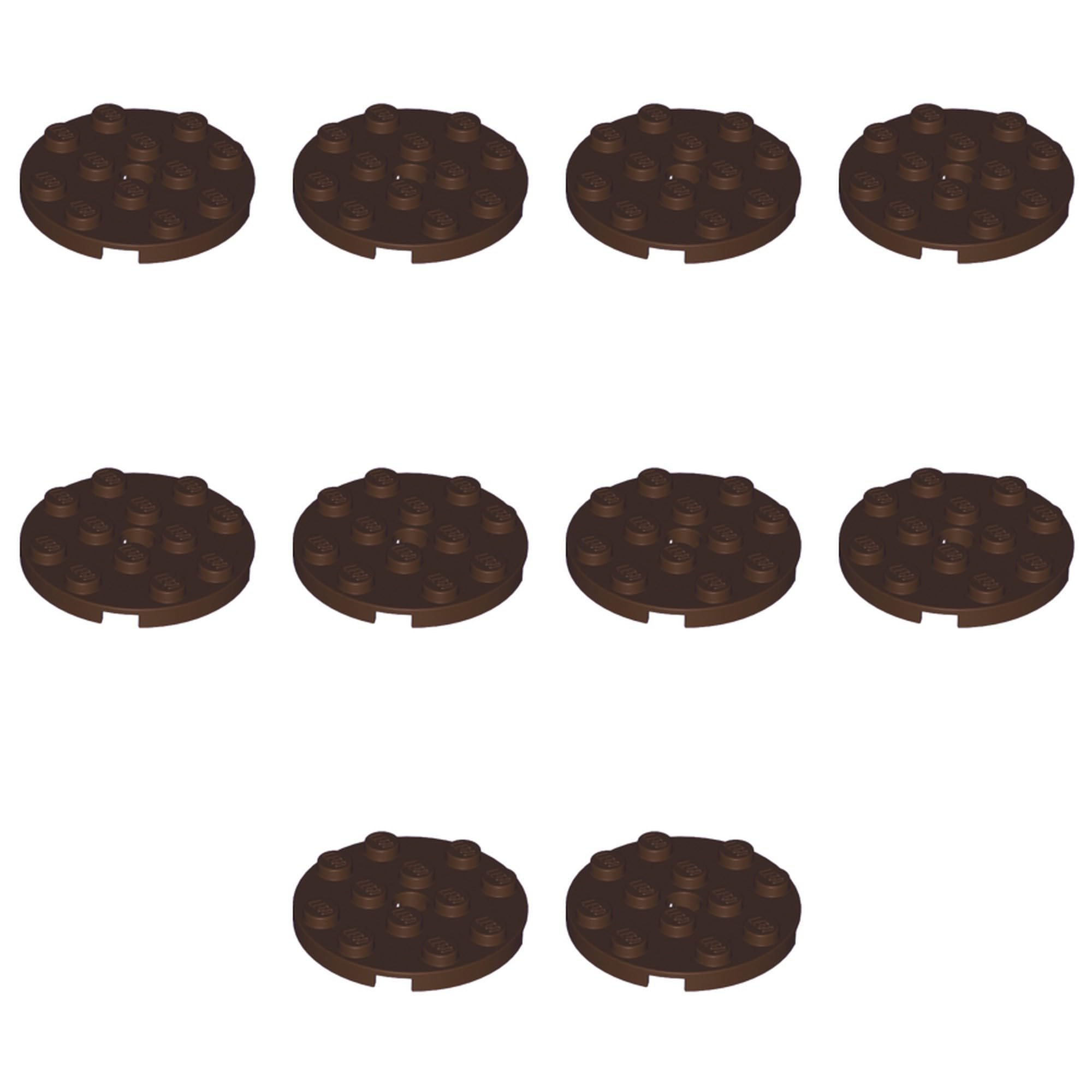 LEGO Plate, Round 4 x 4 with Hole, Part 60474 (Dark Brown, 2, Bricks)