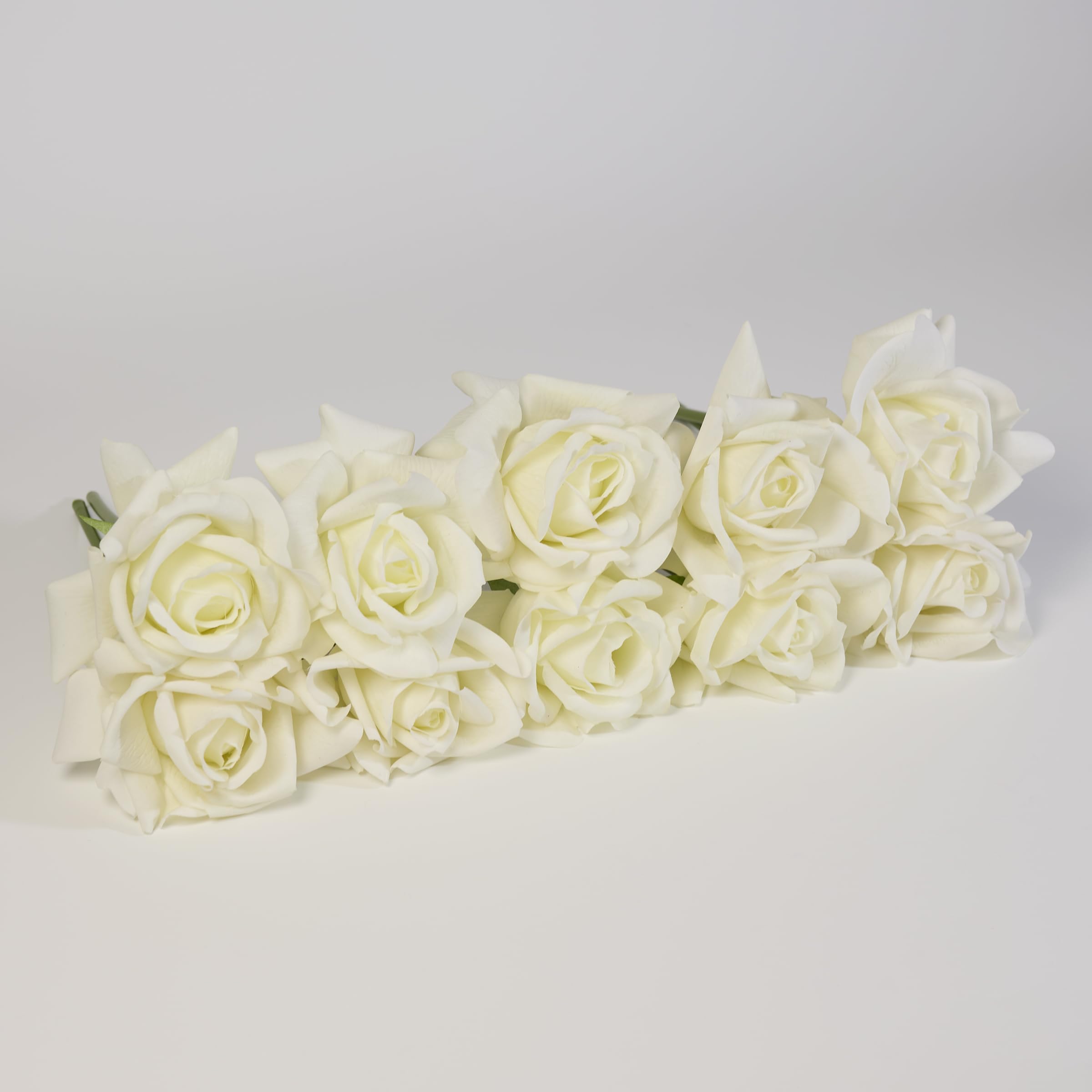 MOBENOOK Real Touch Roses, Artificial Roses | 10PCS Faux mini Roses Bouquet,Real Touch White Roses for Wedding Centerpiece, Home & Party Decor(White)