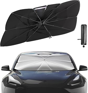Windshield Sun Shade Umbrella for VinFast VF6 VF8 VF9 VF7 VF5, Foldable Car Front Window Sun Shield, Block Heat&Keep Cool, Flexible Handle, Vehicle Interior Protection,L