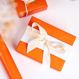 RUSPEPA Orange Wrapping Paper Solid Color - Mini Roll - for Wedding, Birthday, Shower, Congrats, and Holiday - 17 Inches X 32.8 Feet