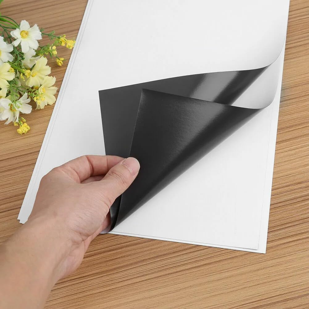 LLPT Carta Magnetica Stampabile 21 cm x 30 cm Foglio Magnetica 12 Fogli | Pellicola Magnetica Carta Lucida per Stampante a Getto d'inchiostro per Foto Cartelli Artigianali Frigorifero