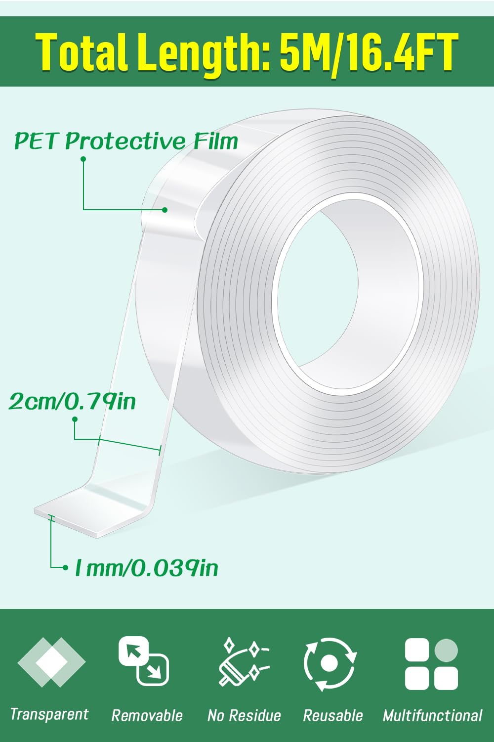 Bolatus 10m/32.8FT Double Sided Tape Heavy Duty, Strong Double Sided Sticky Tape - Image 2
