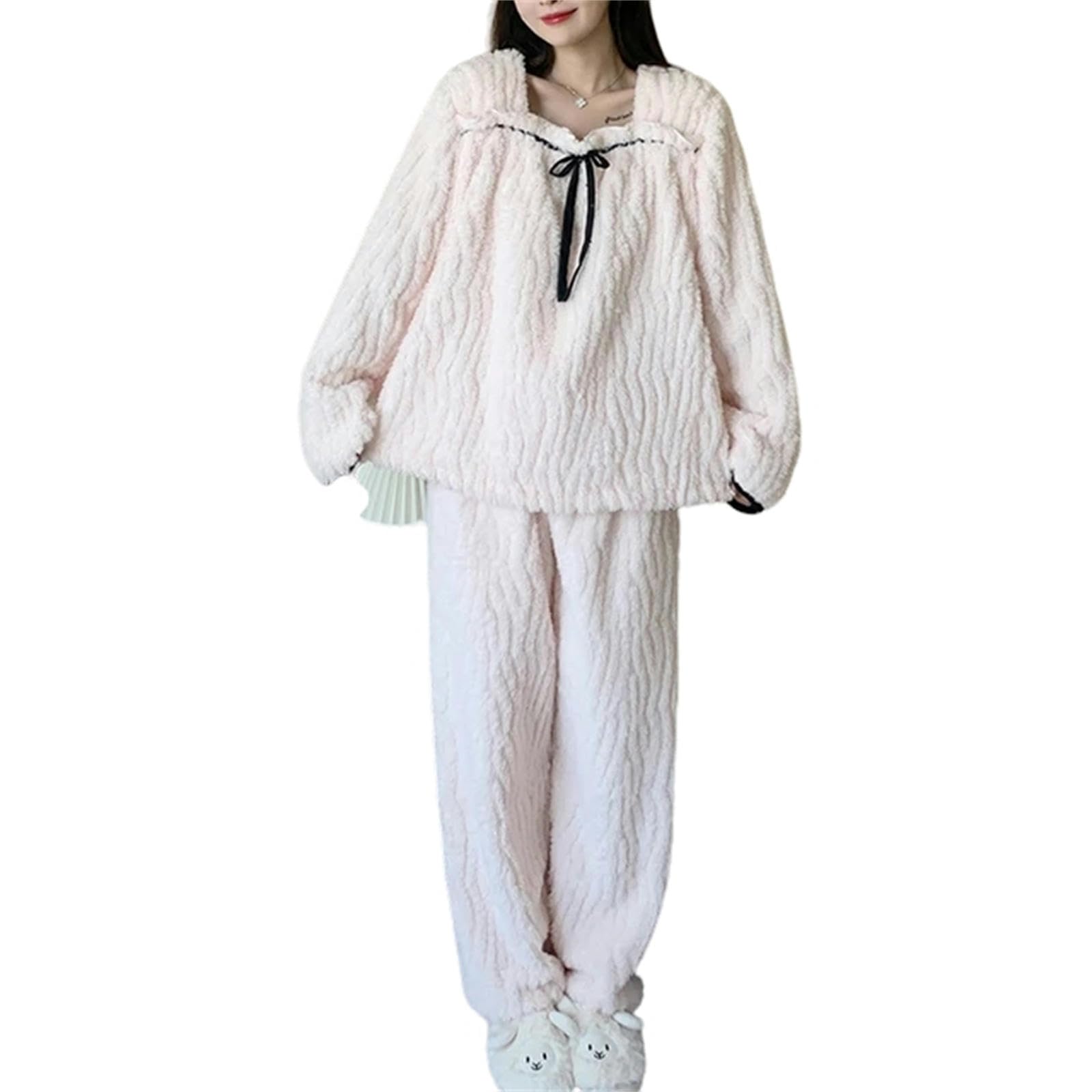 Pigiama Autumn Inverno Brown Pajama Women Women Set Pigiamas Caldo Sleep Abbigliamento Abiti da Casa