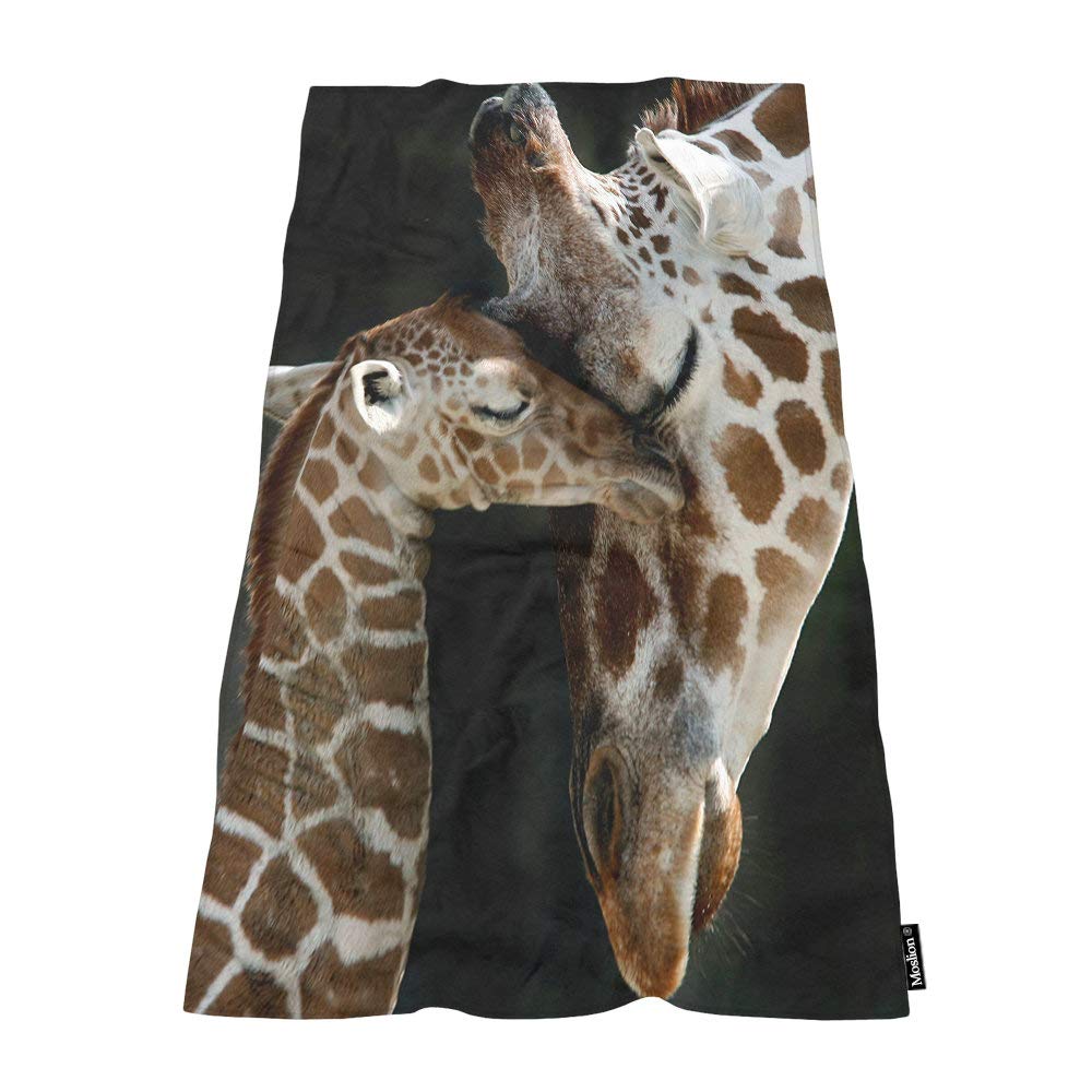 Moslion Soft Bath Towels Loving Mother Giraffe and Baby Giraffe Comfy Bathing/Beach/Camping Towel for Women Men Girls Boys Large Size 64x32 Inches
