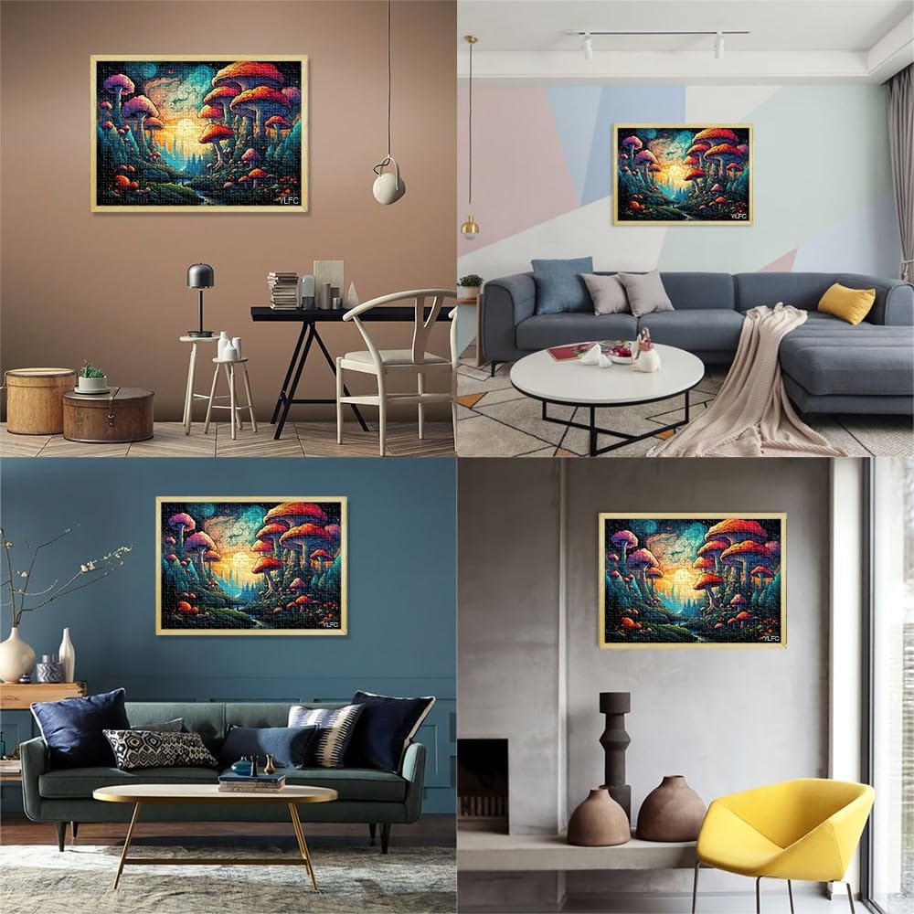 Puzzle para niños, mundo de hongos, rompecabezas de 2000 piezas, 27,56 x 39,37 pulgadas, rompecabezas de mapa gris, adecuado para adultos y niños a partir de 14 años, gran regalo para adultos