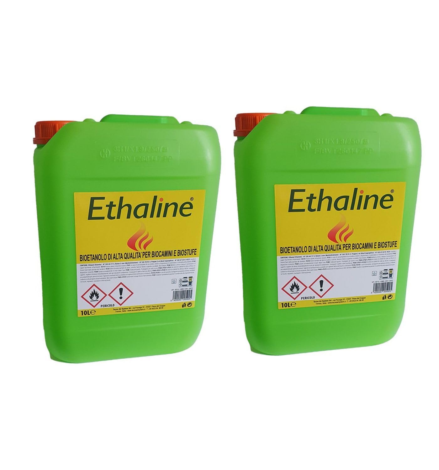 BIOETANOLO LIQUIDO 2 TANICHE DA 10 LITRI ETHALINE - 20 LITRI TOTALI