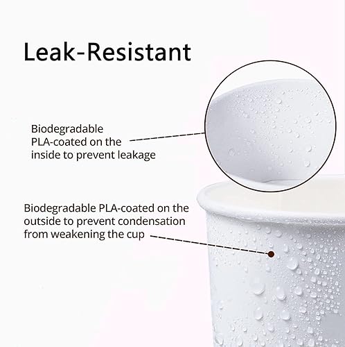 Miniatura 34 de Juego de 50 tazas desechables de helado blanco de 6 onzas con tapas, tazas medianas para bebidas calientes y frías, vasos de papel, recipiente