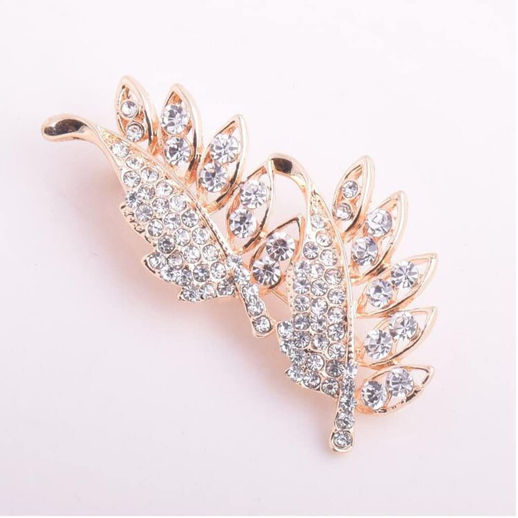 Broche de Cristal para Mujer, Accesorios de alfiler para Vestido, Ramillete con Incrustaciones de Diamantes y Hojas Que Combinan con Todo
