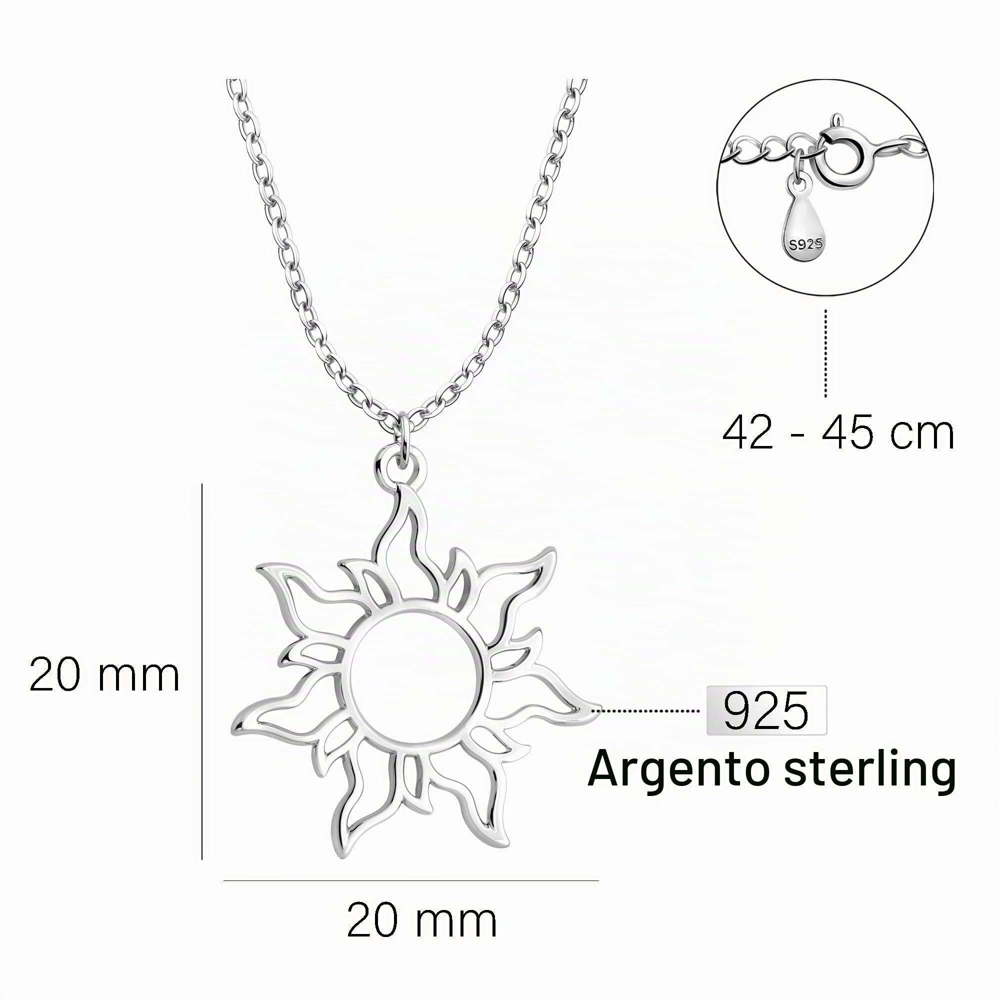 Sofia Milani - Collana da Donna in Argento 925 - Ciondolo a Sol