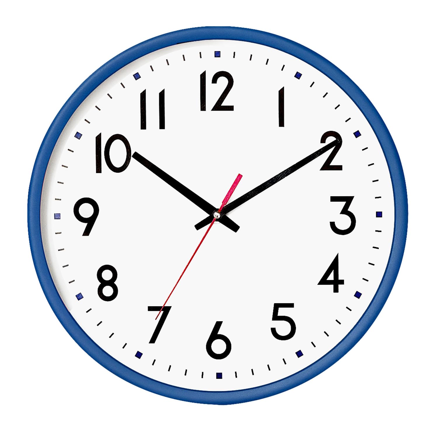 Moiubik Wall Clock 10 Inch Silent Non Ticking Battery Modern Decorative for Living Room Bedroom Kitchen School(blue)