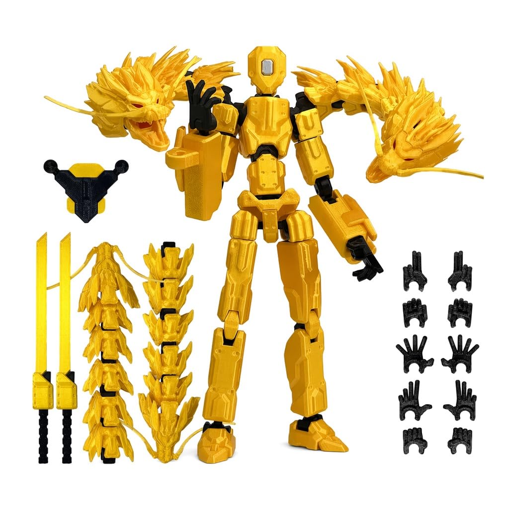 DiiWmme Assembly Completed T13 Action Figure,3D Printed​ Dummy 13 ，Gold